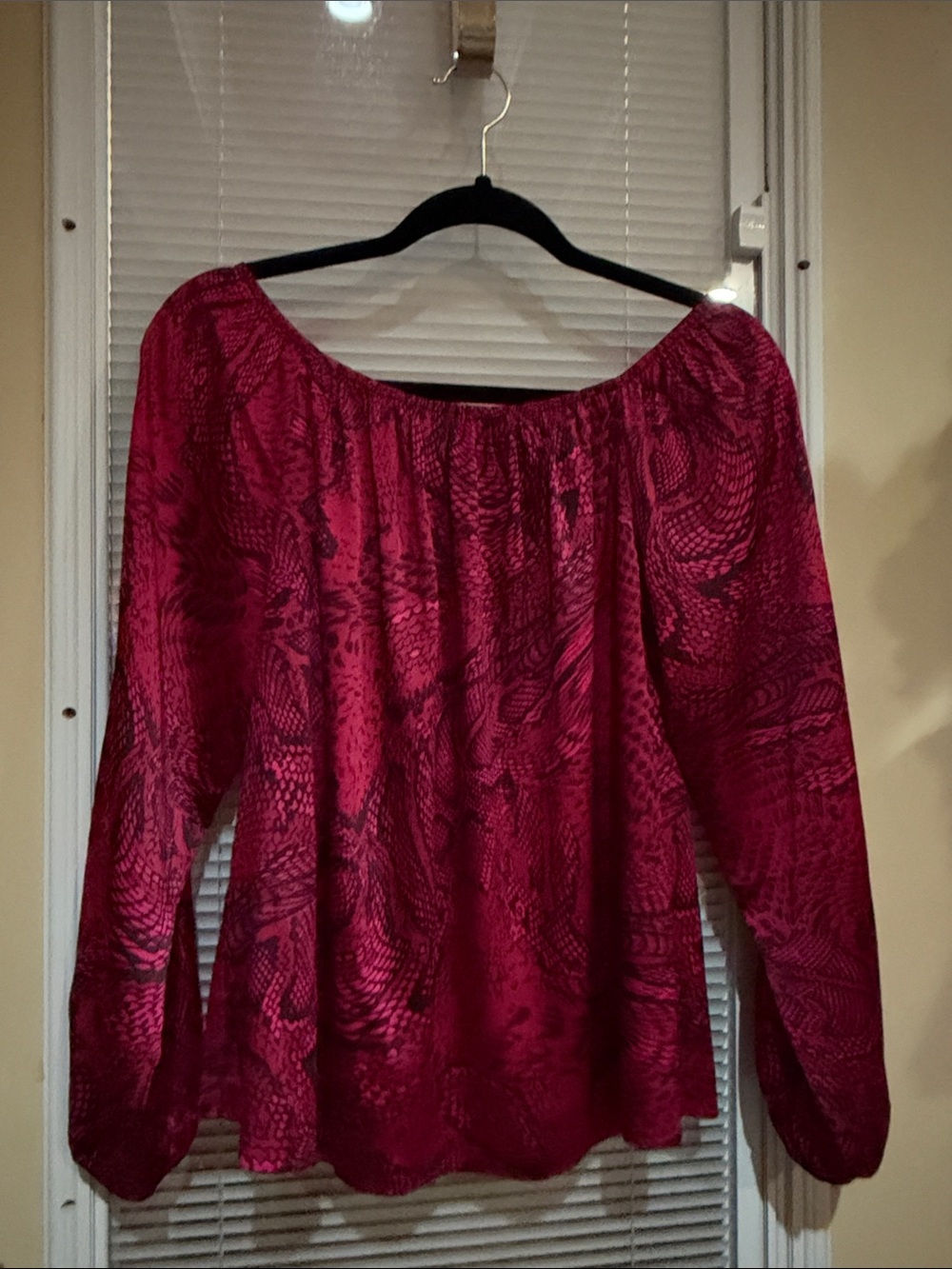 White House Black Market Raspberry Off-the-Shoulder Blouse